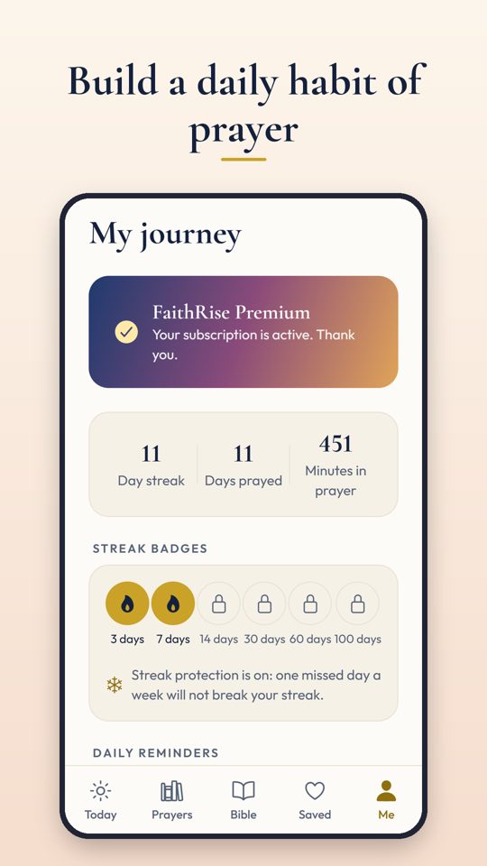 Prayer streak and badges